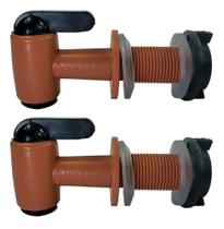 2X Kit 2 Torneiras Filtro De Barro Bebedouro Girar Marrom