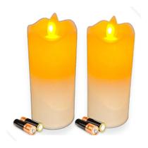 2X Kit 2 Vela Eletrônica De Led Com Chama Viva + 2 Pilhas Aa