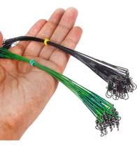 2X Kit 20 Snap Cabo Aço Chicote C Girador Encastoado Pesca 2