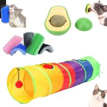 2X Kit 3 Brinquedo Gato Tunel Abacate Catnip Escova De Canto 2X Kit 3 Brinquedo Gato Tunel Abacate Catnip Escova De Canto