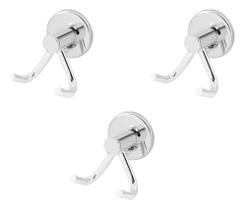 2X Kit 3 Cabides Gancho Toalha Duplo De Parede Aço Inox Cor 2X Kit 3 Cabides Gancho Toalha Duplo De Parede Aço Inox Cor