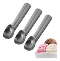 2X Kit 3 Colher Pegar Sorvete Bola Aluminio Polido Profissio