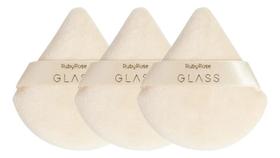 2X Kit 3 Esponja De Maquiagem Glass Ruby Rose Powder Puff P/