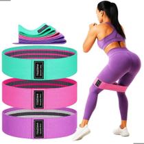 2X Kit 3 Faixas Elásticas De Resistência Hip Bands Para Exer