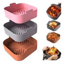 2X Kit 3 Forma De Silicone Air Fryer Antiaderente Microondas