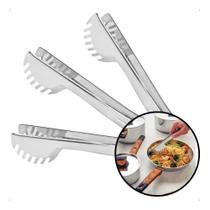 2X Kit 3 Pegador De Massa Salada Carne Pinça Em Inox P Servi 2X Kit 3 Pegador De Massa Salada Carne Pinça Em Inox P Servi