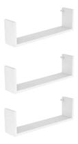 2X Kit 3 Prateleira Nicho U 40X15X10P Branco Mdf Dvd Livro J