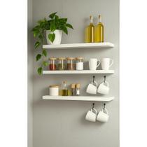 2x Kit 3 Prateleiras MDF 60x20 Flutuante Branco 2x Kit 3 Prateleiras MDF 60x20 Flutuante Branco