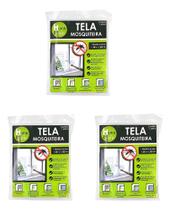 2X Kit 3 Tela Mosqueteira Janela Anti-Inseto 1.50X1.80 + Fit