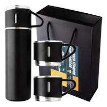 2X Kit 3 Xícaras Garrafa Térmica Inox 500Ml Café Antivazamen 2X Kit 3 Xícaras Garrafa Térmica Inox 500Ml Café Antivazamen