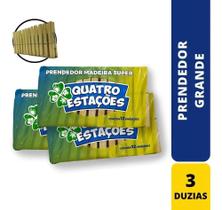 2X Kit 36 Prendedor De Roupa Madeira Pregador Grande 3 Duzia