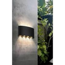 2x Kit 4 Arandelas LED Meia Lua 8W Preto 3000K