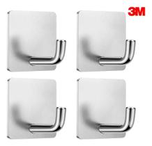 2X Kit 4 Ganchos Adesivo Parede Inox Suporte Para Pendurar T