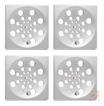 2X Kit 4 Grelha Ralo Quadrada Em Aço Inox Com Fecho Rotativo