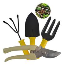 2X Kit 4 Jardinagem Pá Larga Garfo Ancinho Alicate Poda Jard 2X Kit 4 Jardinagem Pá Larga Garfo Ancinho Alicate Poda Jard
