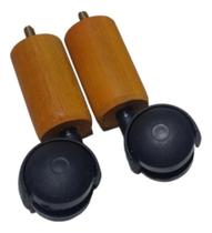 2X Kit 4 Pé Para Cama Box Madeira Rodinha Rodizio Mel 12 Cm