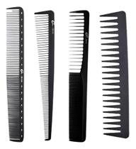 2X Kit 4 Pentes Carbono De Corte Barbeiro Profissional - Umi 2X Kit 4 Pentes Carbono De Corte Barbeiro Profissional - Umi