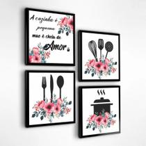 2X Kit 4 Quadros Cozinha Decorativos Flores Placas Quadrinho 2X Kit 4 Quadros Cozinha Decorativos Flores Placas Quadrinho