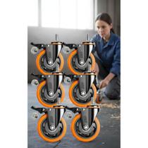 2x Kit 4 Rodízios Reforçados 3" Com Trava Para Móveis Pesado