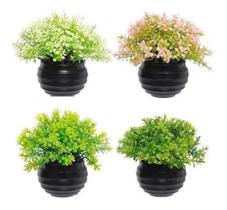 2X Kit 4 Vasos Vasinhos Plantas Flores Artificial Decoração