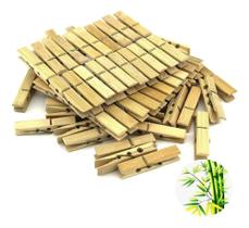 2X Kit 40 Prendedor Pregador De Roupa Madeira Bambu Varal Fu