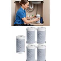 2x Kit 5 Filtros Carvão Ativado 5" - Água Pura 2x Kit 5 Filtros Carvão Ativado 5" - Água Pura