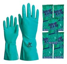 2X Kit 5 Luvas Nitrílica Verde C/Forro Limpeza E Prot.Químic