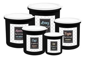 2X Kit 5 Potes De Mantimentos Plástico Decorado Cor Conjunto