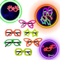 2X Kit 50 Óculos Neon Luz Negra Balada Sortidos Divertido Fe