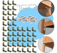 2X Kit 50 Pç Cantoneira L Reforço Moveis 30 X 30 + Parafusos