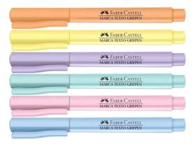 2X Kit 6 Caneta Marca Texto Grifpen Faber Castell Tom Pastel
