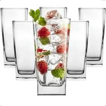 2X Kit 6 Copos Vidro Quadrado 320Ml: Estilo Moderno E Resist