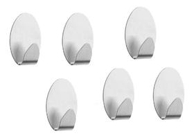2X Kit 6 Gancho Adesivo Parede Inox Pendura Toalhas Roupas P