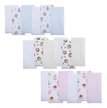 2X Kit 6 Paninho Fraldinha Pano Boca Com Bainha Menino Menin