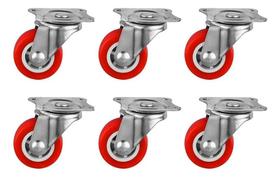 2X Kit 6 Rodas Rodinhas Giratórias Borracha Forte Peso 400Kg
