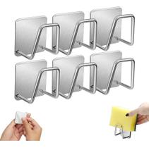 2X Kit 6 Suportes Ganchos Esponja Bucha Pia Aço Inox Cozinha 2X Kit 6 Suportes Ganchos Esponja Bucha Pia Aço Inox Cozinha