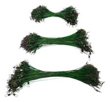 2X Kit 60 Chicote Pesca Cabo Aço Com Snap Encastoador Girado