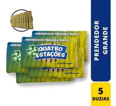 2X Kit 60 Prendedores De Roupa Madeira Grande 5 Dúzias Full