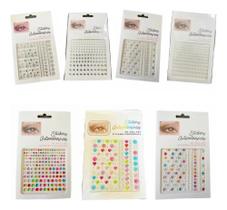 2X Kit 7 Cartelas Adesivo Strass Maquiagem Carnaval Festa-X
