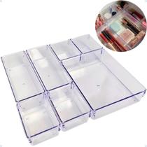2X Kit 7 Organizador Acrílico Gaveta Modular Multiuso Maquia