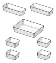 2X Kit 7 Organizador Multiuso Modular Gavetas Acrílico Crist