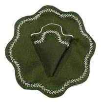 2X Kit 8 Peças Sousplat Jogo Americano Bordado Com Guardanap