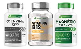 2X Kit B12 + Magnésio Treonato + Coenzima Q10 Ubiquinol 180C