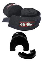 2X Kit Boxe Muaythai Protetor Bucal + Bandagem Pro Rhino 5M