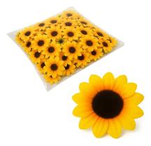 2X Kit C/100 Unidades Flor Mini Girassol Artificial Pacote L