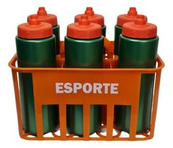 2X Kit C/6 Squeeze Automatica + Cesta Porta Garrafas Alaranj