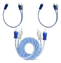 2X Kit Cabo Rca Blindado 1 Metro + 2 Y De Som Automotivo Mód 2X Kit Cabo Rca Blindado 1 Metro + 2 Y De Som Automotivo Mód