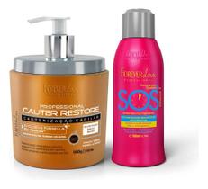 2X Kit Cauterização Capilar Com Sos Antiemborrachamento 300M