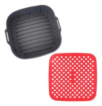 2X Kit Cesto De Silicone Fritadeira Airfryer 5 Litros E Tape