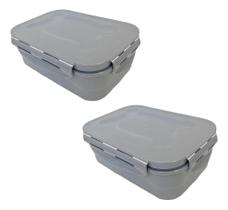 2X Kit Com 2 Marmitas 100% Hermética Com Travas Não Vaza B 2X Kit Com 2 Marmitas 100% Hermética Com Travas Não Vaza B